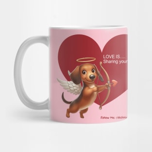 Cute Valentine Dachshund Love Is Sharing Snacks Mug